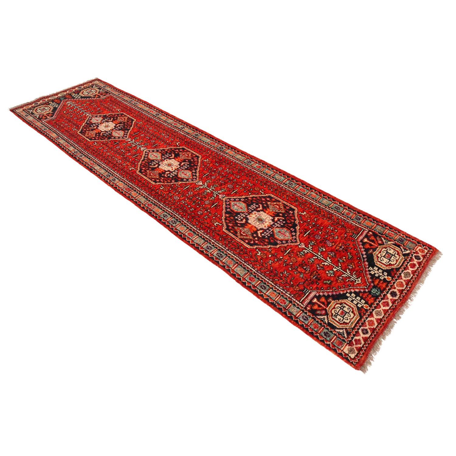 Rich Red Color Shiraz Carpet Runner 2' 7" x 9' 7" ft / 80 x 293 cm - No. G36500