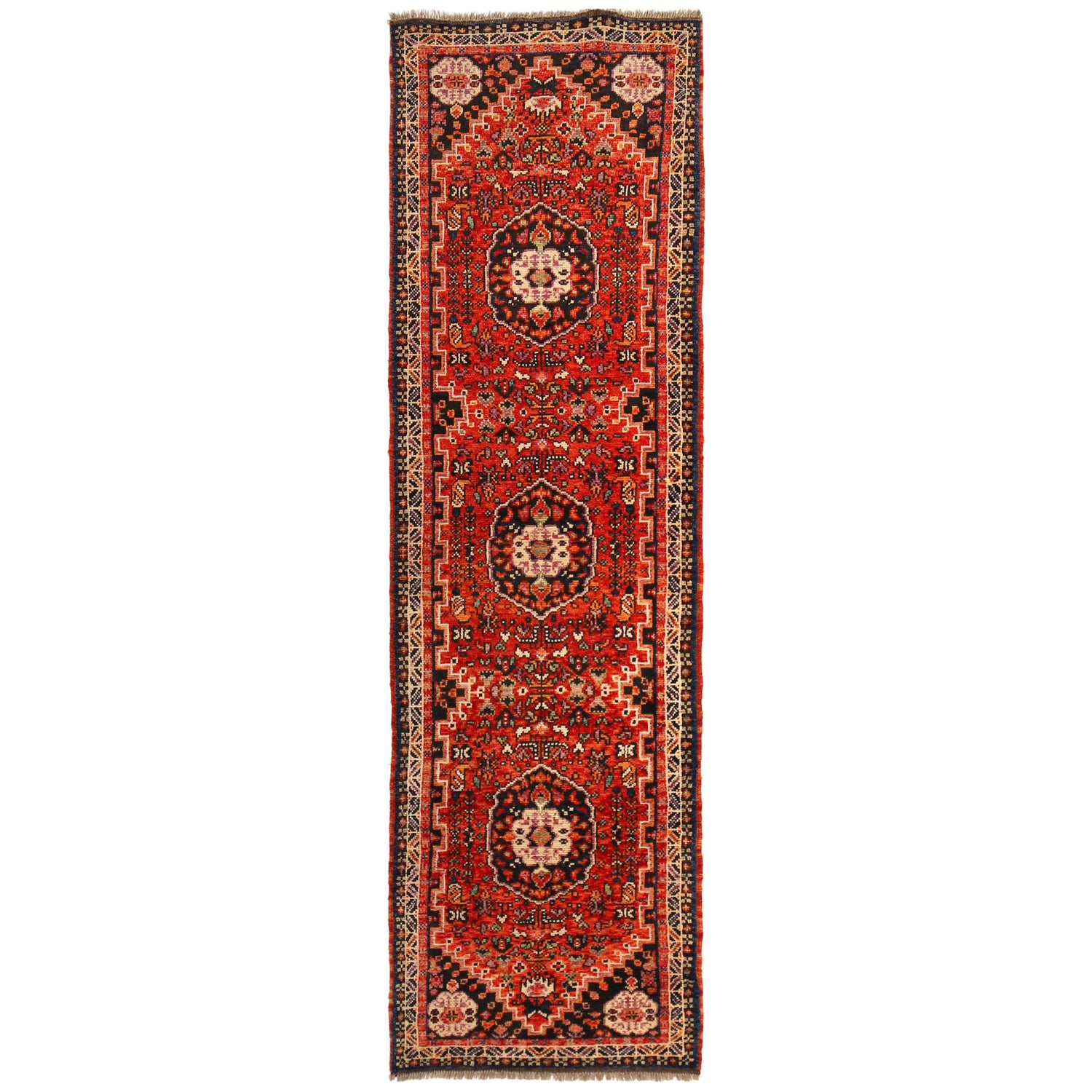 Shirazi Hand Knotted Carpe Runner 2' 8" x 9' 5" ft / 81 x 288 cm - No. G36501