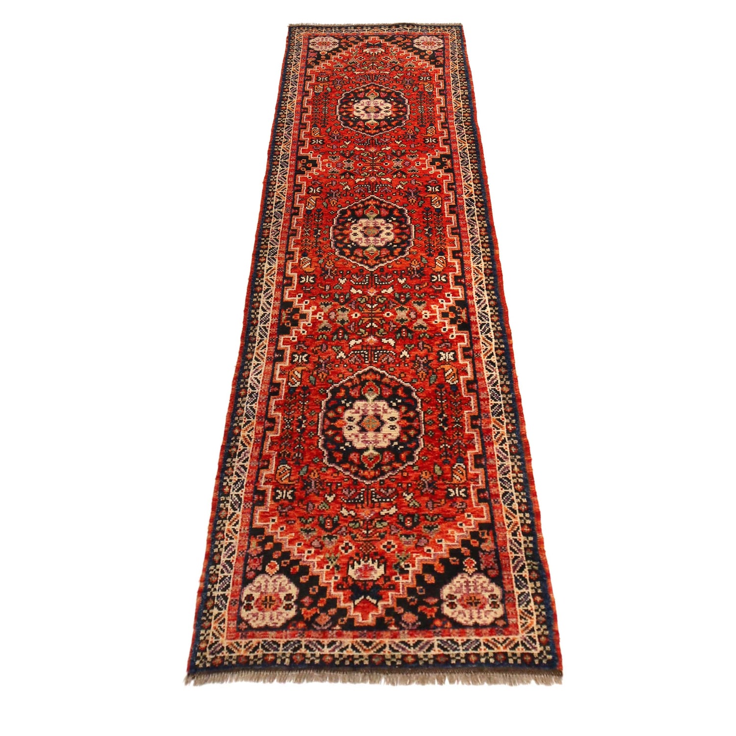 Shirazi Hand Knotted Carpe Runner 2' 8" x 9' 5" ft / 81 x 288 cm - No. G36501