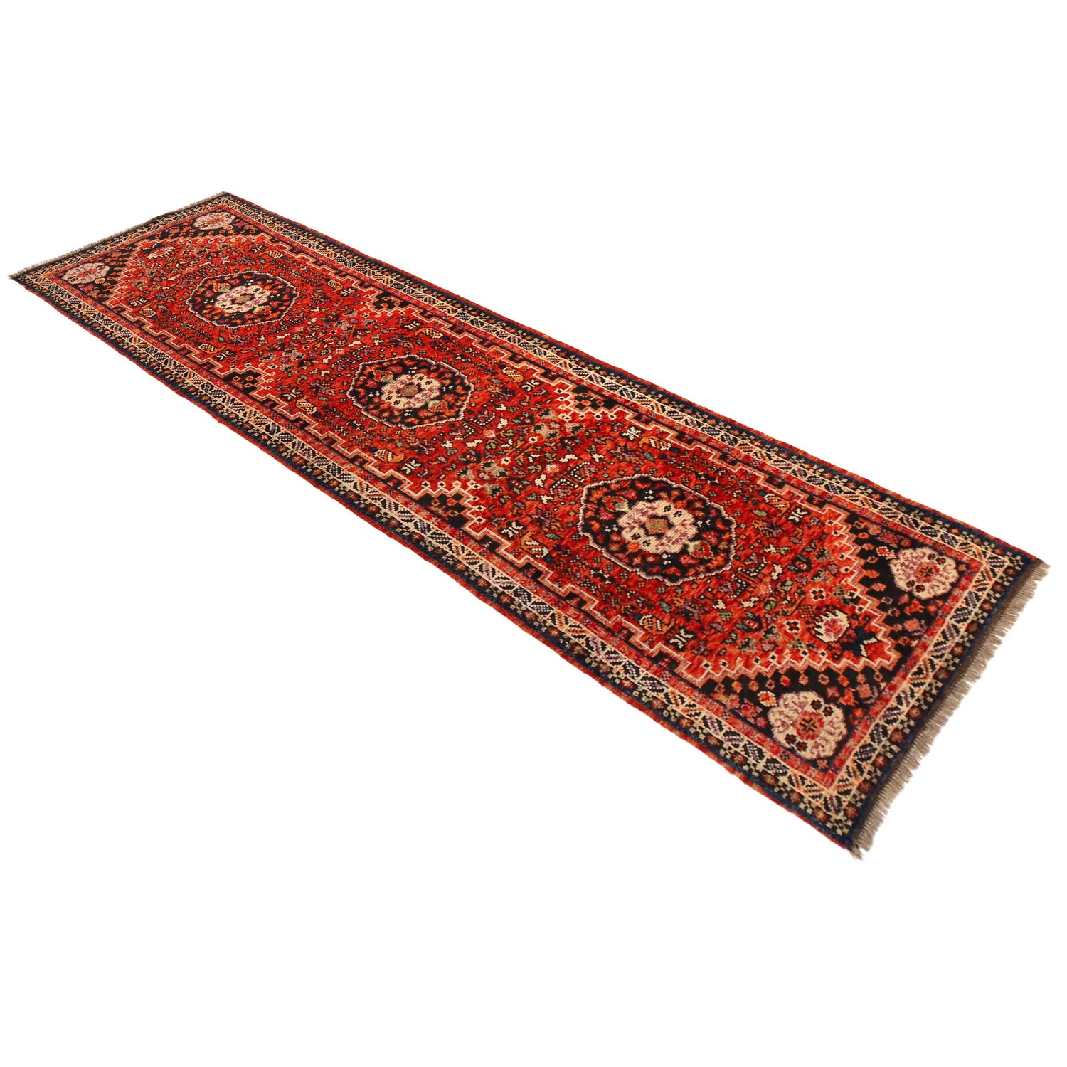 Shirazi Hand Knotted Carpe Runner 2' 8" x 9' 5" ft / 81 x 288 cm - No. G36501