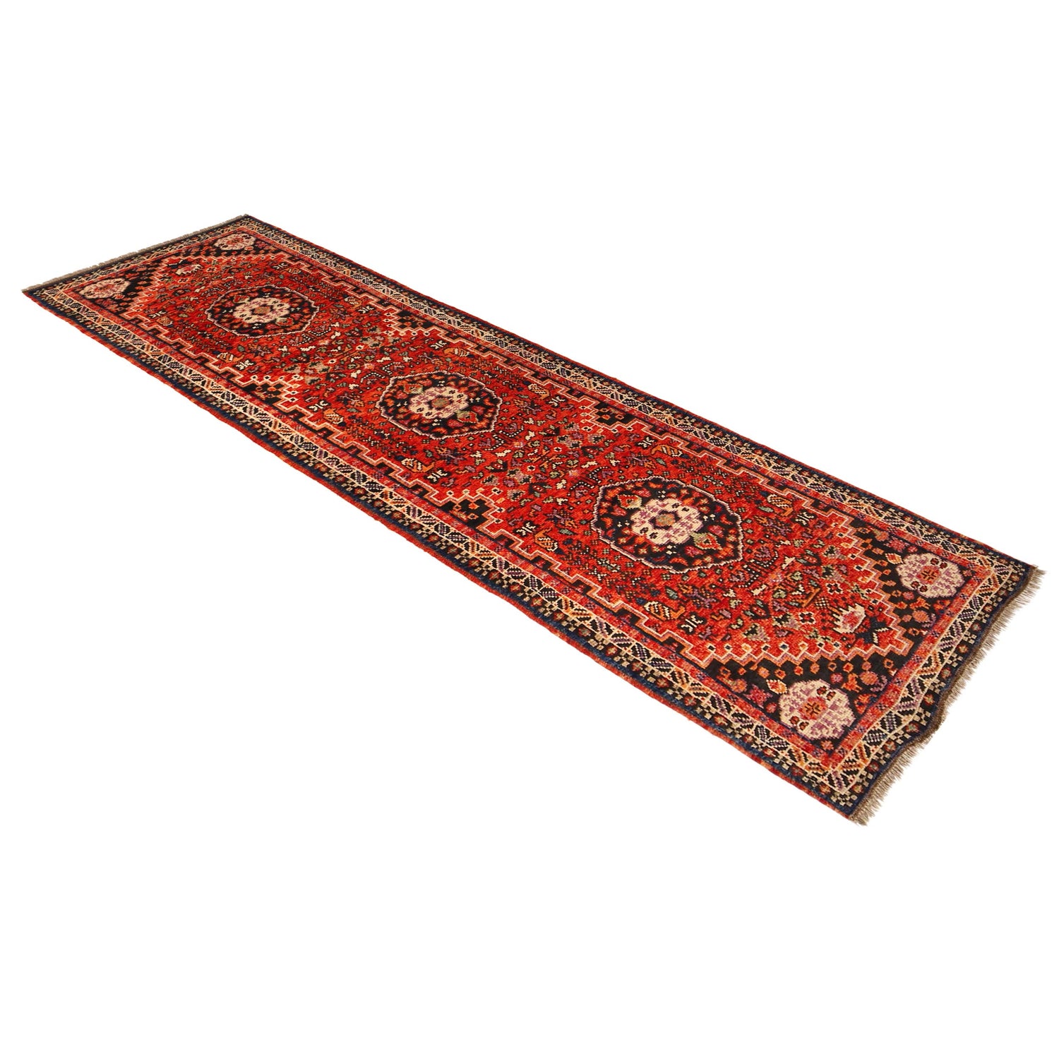 Shirazi Hand Knotted Carpe Runner 2' 8" x 9' 5" ft / 81 x 288 cm - No. G36501