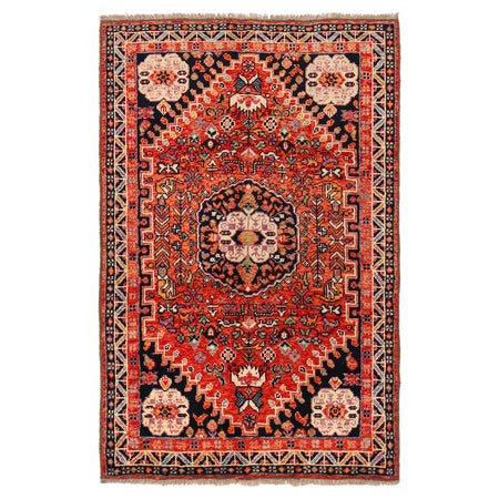 Rich Red Color Shiraz Carpet 3' 11" x 6' 1" ft / 120 x 186 cm - No. G36503