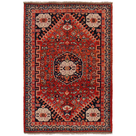 Rich Red Color Shiraz Carpet 3' 11" x 5' 10" ft / 119 x 179 cm - No. G36505