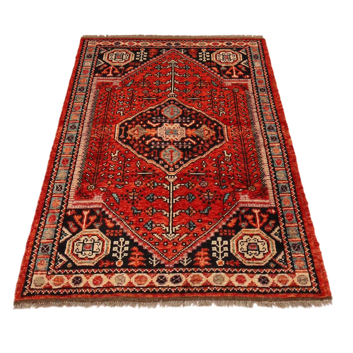 Rich Red Color Shiraz Carpet 3' 3" x 4' 9" ft / 99 x 144 cm - No. G36507