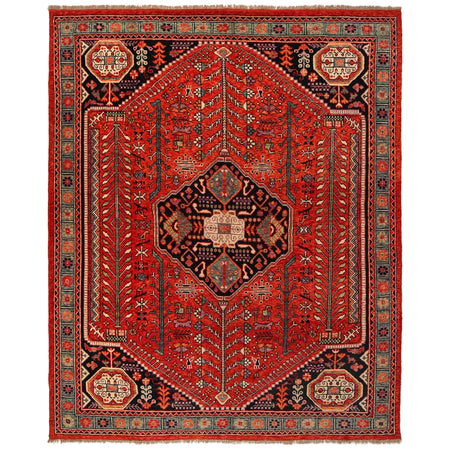 Red Color Shiraz Carpet 8' 2" x 9' 9" ft / 250 x 297 cm - No. G36513