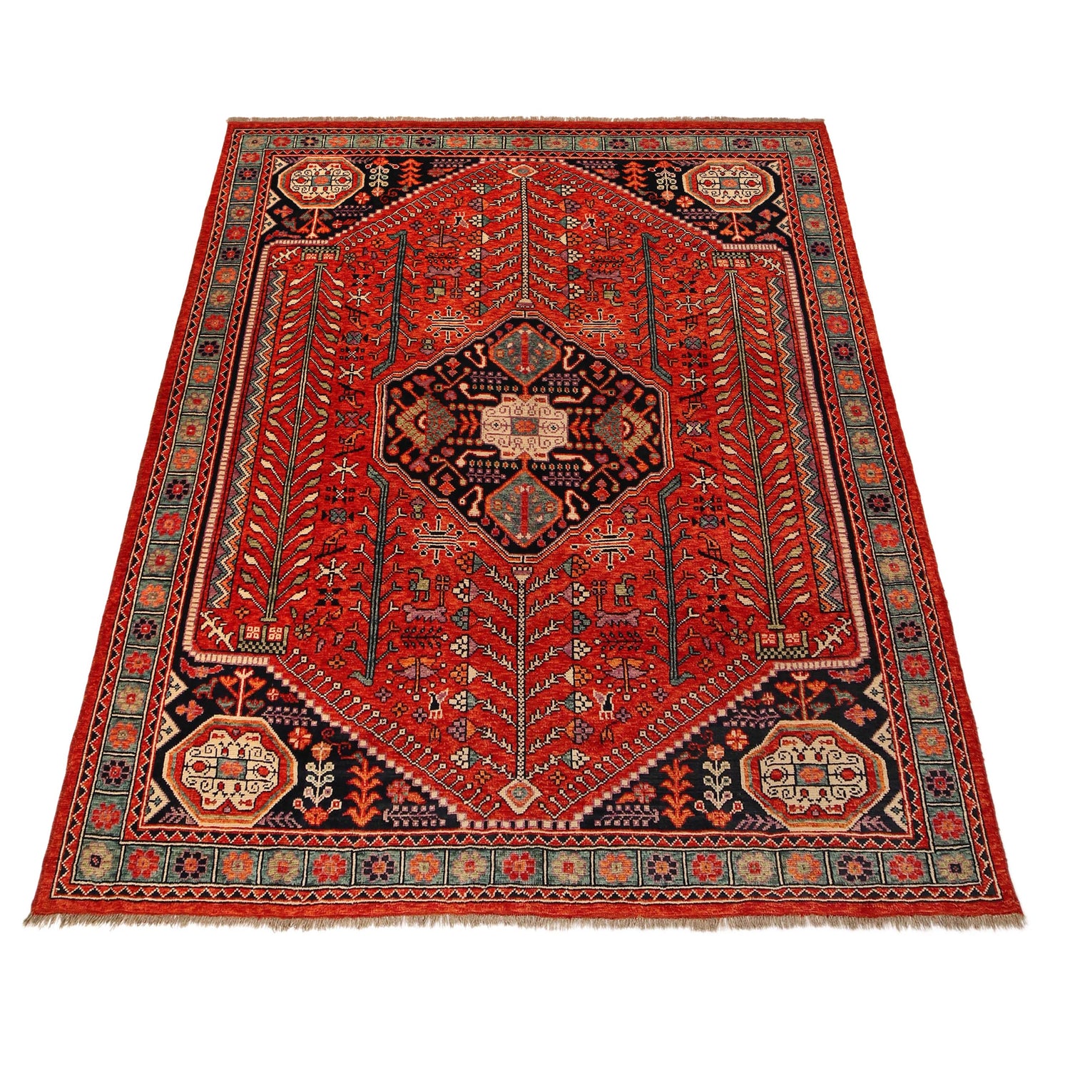 Red Color Shiraz Carpet 8' 2" x 9' 9" ft / 250 x 297 cm - No. G36513