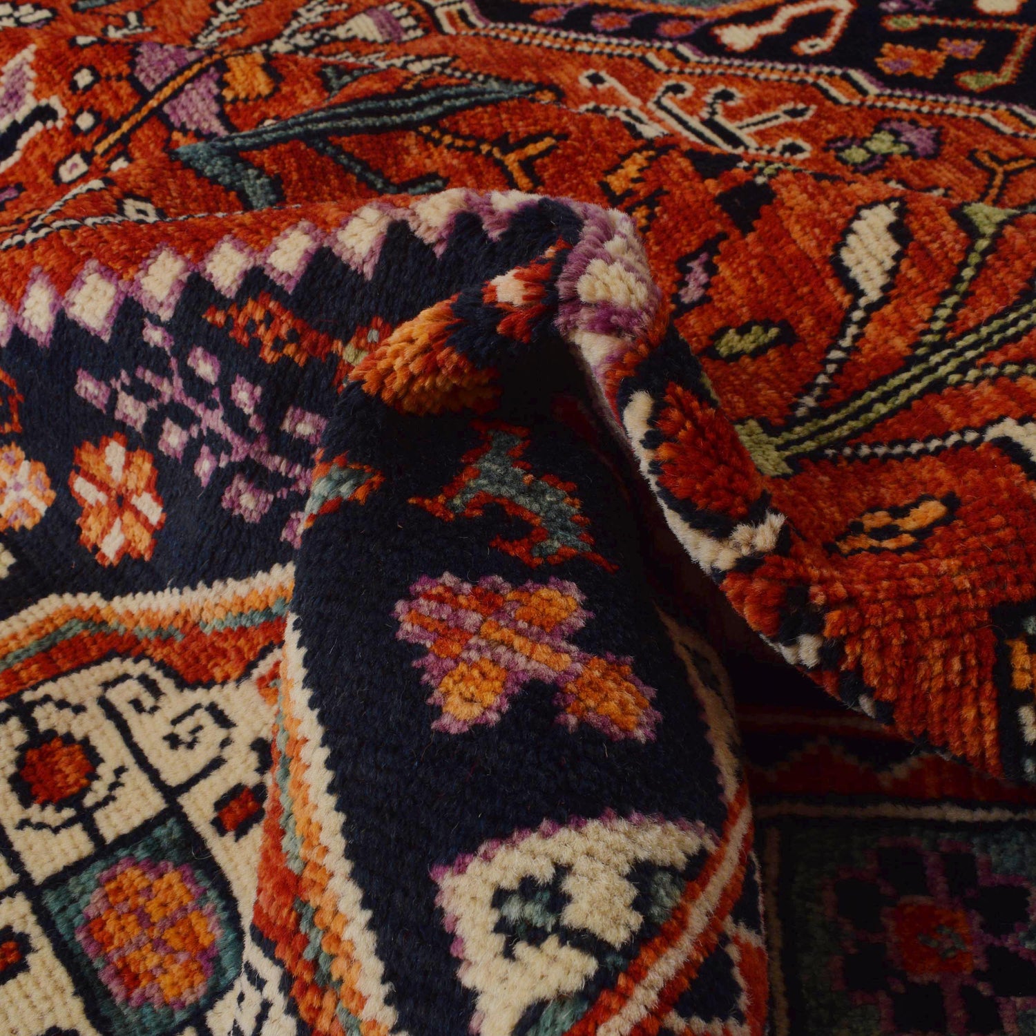 Red Color Shiraz Carpet 8' 2" x 9' 9" ft / 250 x 297 cm - No. G36513