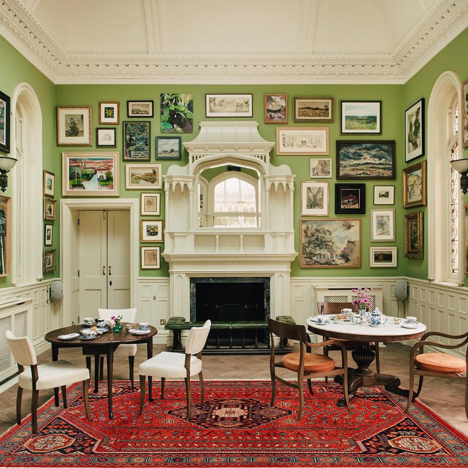 Red Color Shiraz Carpet 8' 2" x 9' 9" ft / 250 x 297 cm - No. G36513