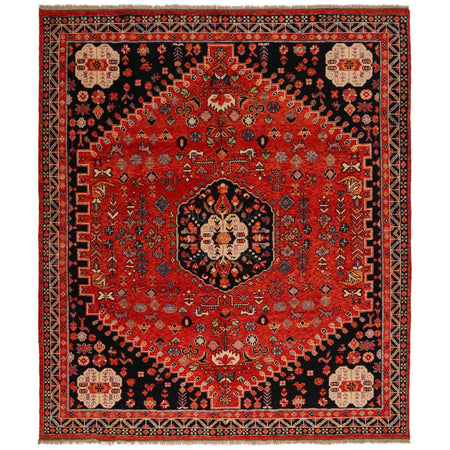 Red Color Shiraz Carpet 8' 4" x 9' 8" ft / 254 x 295 cm - No. G36532