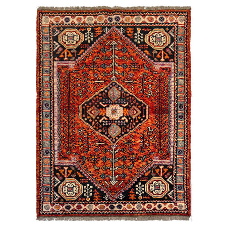 Rich Red Color Shiraz Carpet 3' 4" x 4' 10" ft / 102 x 147 cm - No. G36541