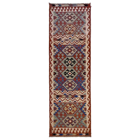 Handmade Turkish Design Wool Kilim Runner 2' 9" x 9' 9" ft / 83 x 296 cm - No. G36626