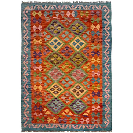 Hand Knotted Flatweave Kilim 4' 3" x 5' 9" ft / 129 x 175 cm - No. G36629