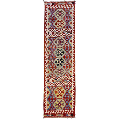 Hand Knotted Flatweave Kilim Runner 2' 7" x 9' 5" ft / 80 x 288 cm - No. G36631