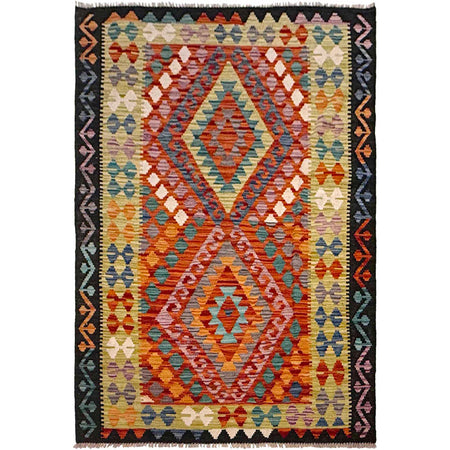 Hand Knotted Flatweave Kilim 4' 3" x 5' 11" ft / 130 x 180 cm - No. G36634