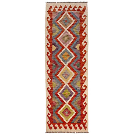 Hand Knotted Flatweave Kilim Runner 2' 1" x 6' 0" ft / 63 x 184 cm - No. G36636