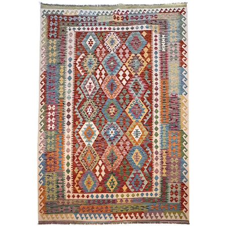 Handmade Afghan Vegetable Kilim 6' 8" x 9' 11" ft / 203 x 302 cm - No. G36642