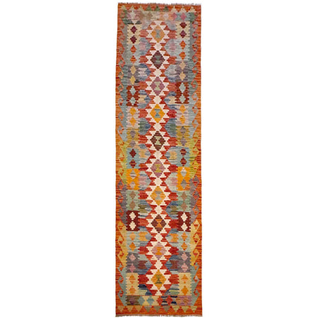 Handmade Afghan Vegetable Kilim Runner 2' 9" x 9' 5" ft / 83 x 286 cm - No. G36643