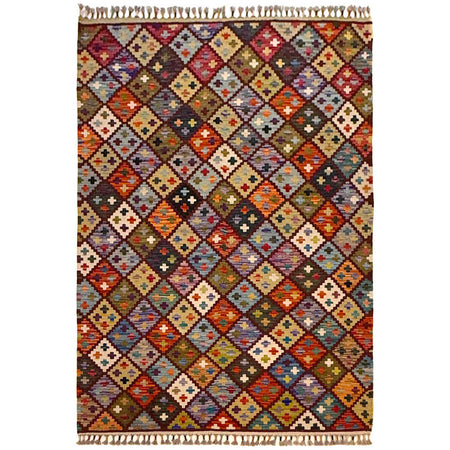 Handmade Afghan Vegetable Kilim 4' 2" x 6' 0" ft / 128 x 182 cm - No. G36645