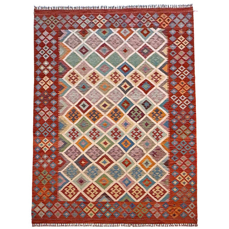 Hand Made Afghan Kilim 6' 10" x 9' 9" ft / 208 x 297 cm - No. G36649