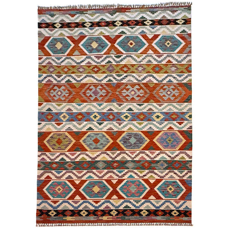 Hand Woven Wool Kelim 6' 9" x 10' 1" ft / 206 x 308 cm - No. G36654