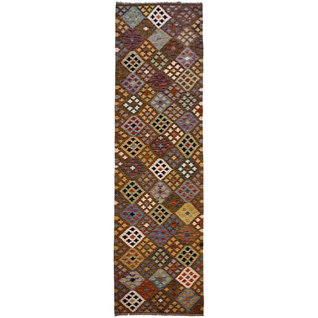 Hand Made Afghan Kilim Runner 2' 8" x 9' 10" ft / 82 x 300 cm - No. G36660