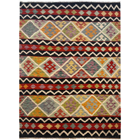 Hand Knotted Flatweave Kilim 4' 9" x 6' 7" ft / 144 x 200 cm - No. G36663