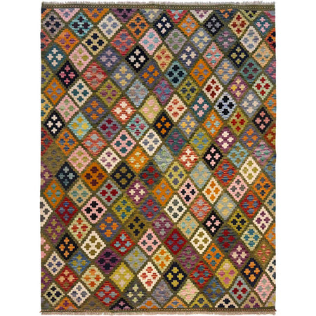 Handmade Afghan Vegetable Kilim 5' 1" x 6' 8" ft / 155 x 202 cm - No. G36674