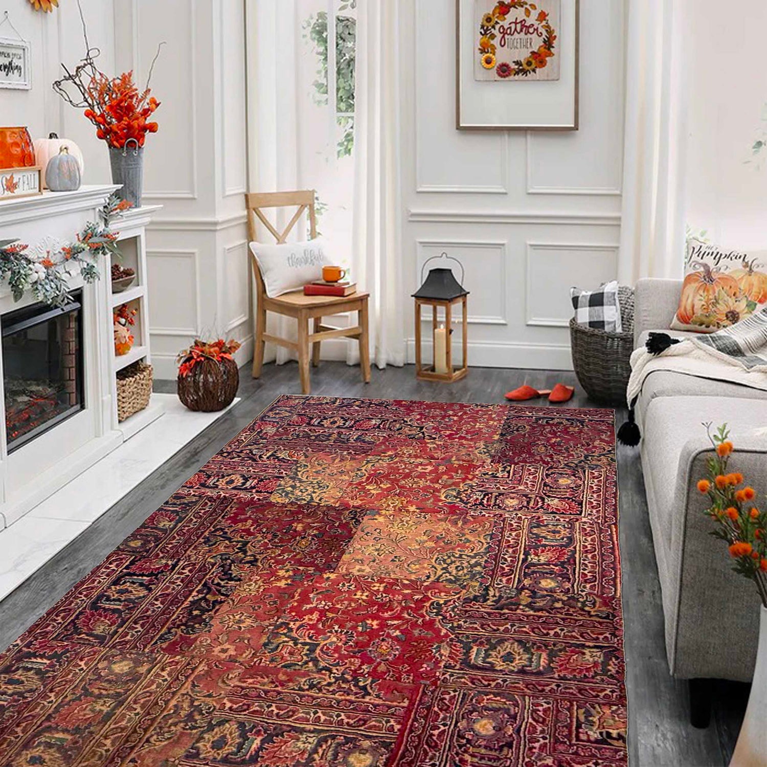 Handmade Vintage Patchwork Area Rug 5' 0" x 7' 10" ft / 138 x 253 cm - No. G36688