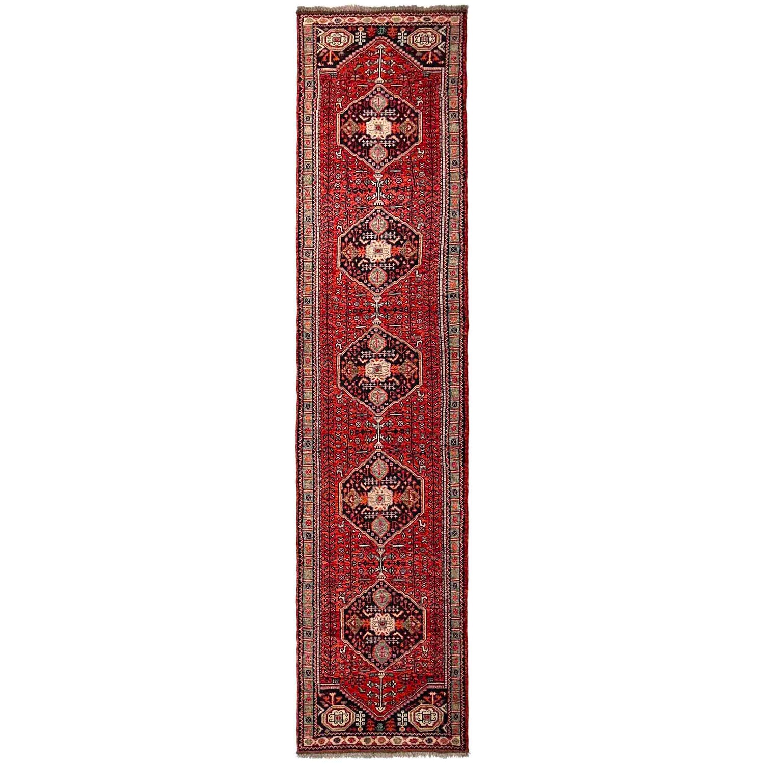 Red Color Shiraz Carpet Runner 2' 8" x 13' 0" ft / 81 x 396 cm - No. G36694