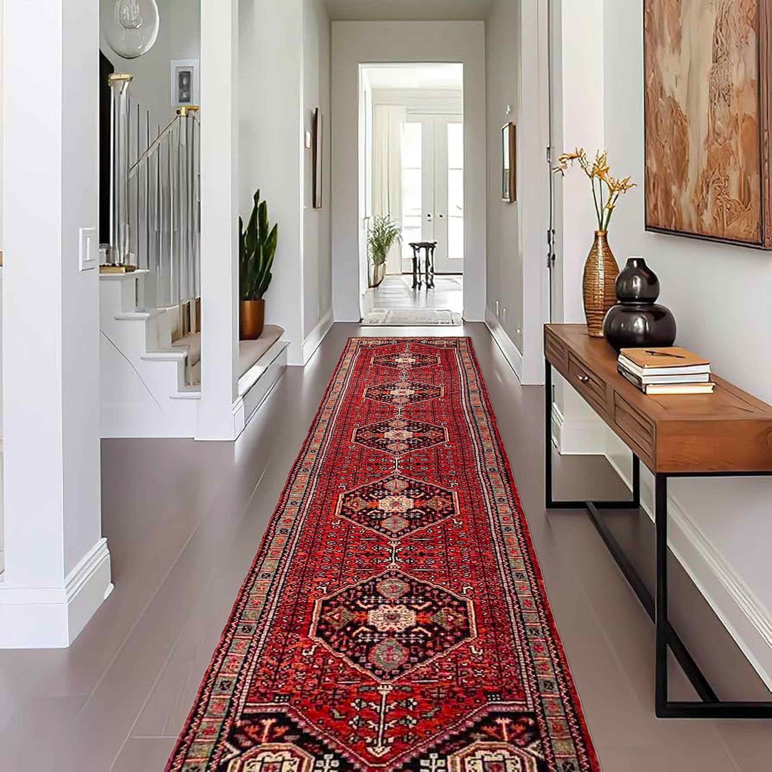 Red Color Shiraz Carpet Runner 2' 8" x 13' 0" ft / 81 x 396 cm - No. G36694