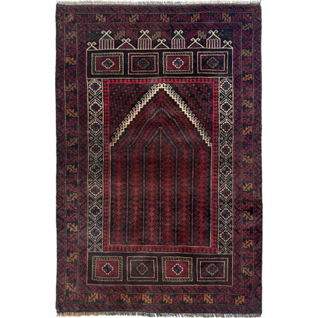 Islamic Prayer Carpet 2' 11" x 4' 6" ft / 89 x 138 cm -No. G36858