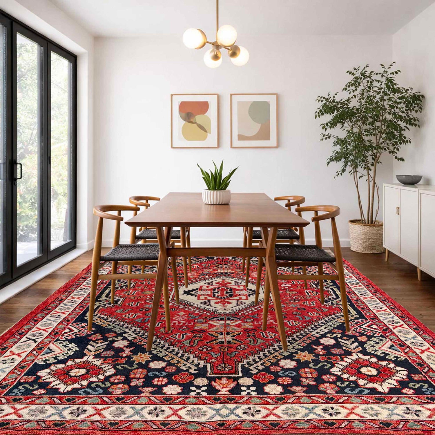 Shirazi Hand Knotted Carpet 6' 7" x 9' 7" ft / 201 x 292 cm - No. G37288