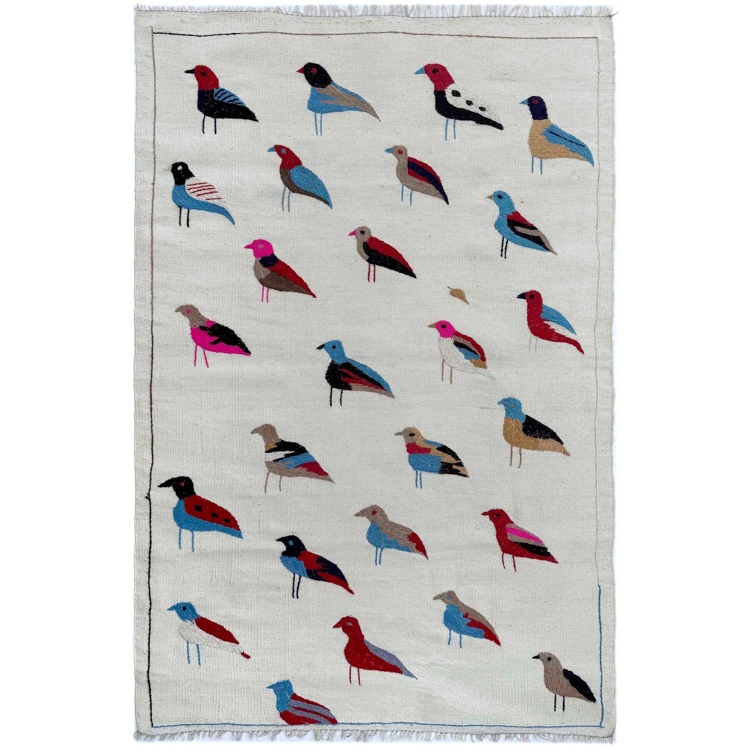 Hand Knotted Embroidery Kelim 3' 3" x 5' 9" ft / 99 x 174 cm - No. G37358