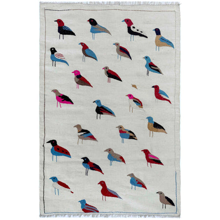 Hand Knotted Embroidery Kelim 3' 3" x 5' 9" ft / 99 x 174 cm - No. G37358