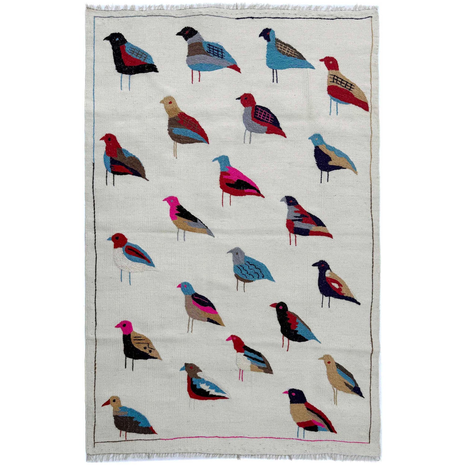 Hand Knotted Embroidery Kelim 3' 2" x 5' 0" ft / 97 x 153 cm - No. G37361