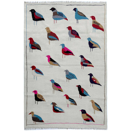 Hand Knotted Embroidery Kelim 3' 2" x 5' 0" ft / 97 x 153 cm - No. G37361