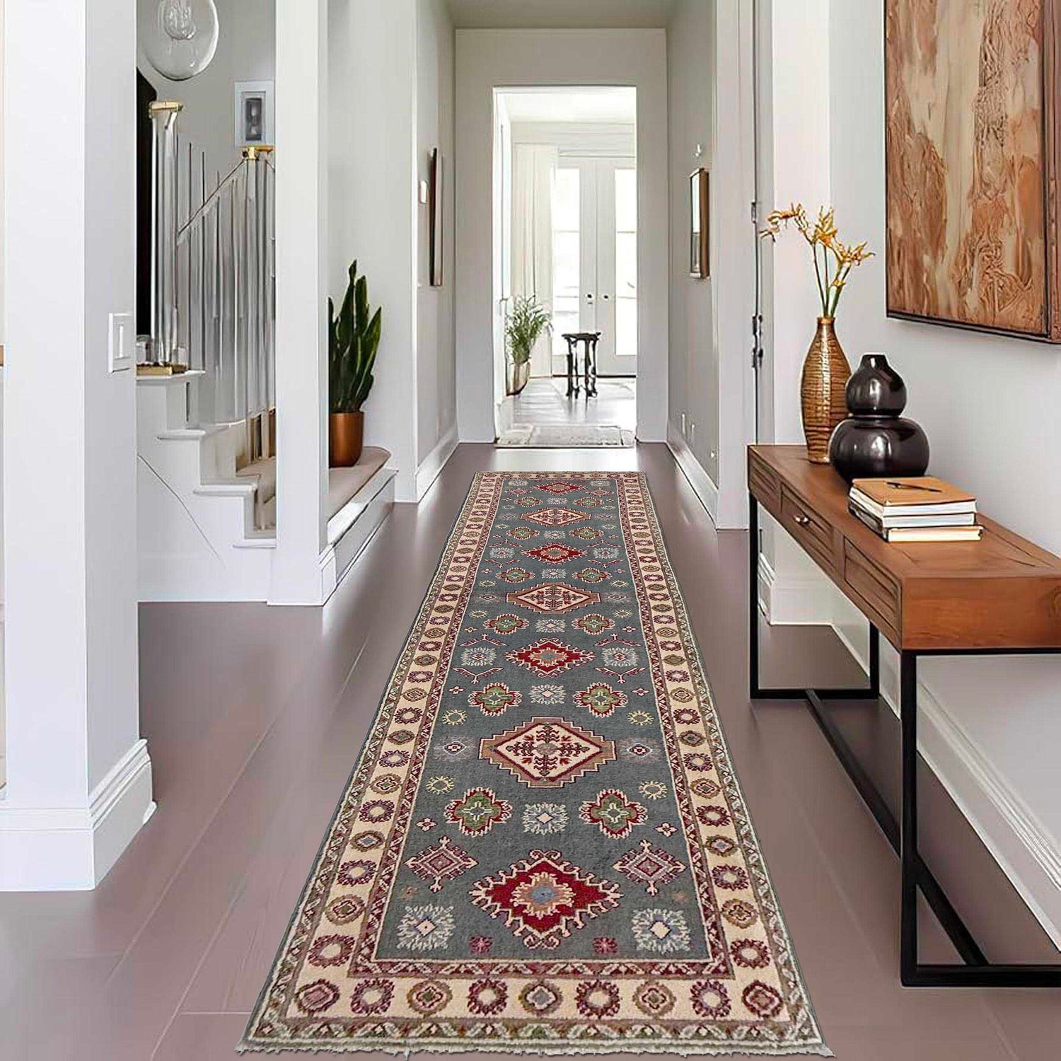Handmade Kazak Area Runner Rug 2' 6" x 9' 9" ft / 76 x 298 cm - No. G37555