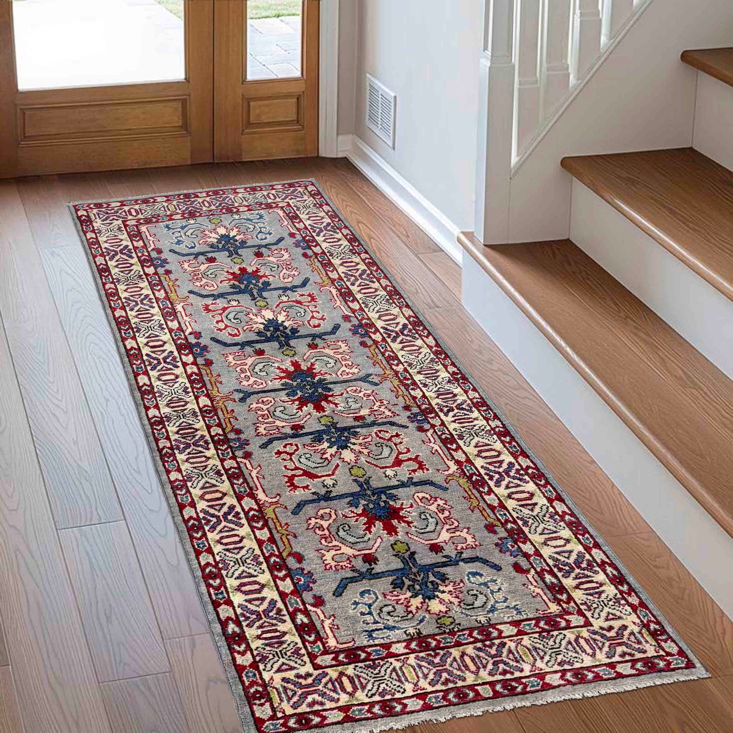 Multi Color Kazak Runner Rug 2' 7" x 6' 5" ft / 80 x 195 cm - No. G37556