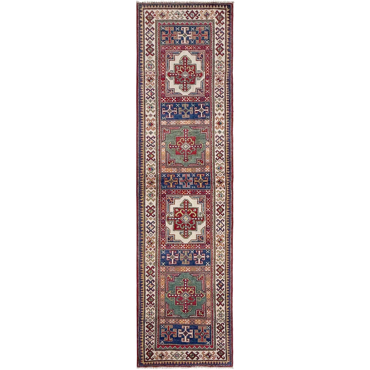 Multi Color Kazak Runner Rug 2' 5" x 10' 2" ft / 77 x 295 cm - No. G37561