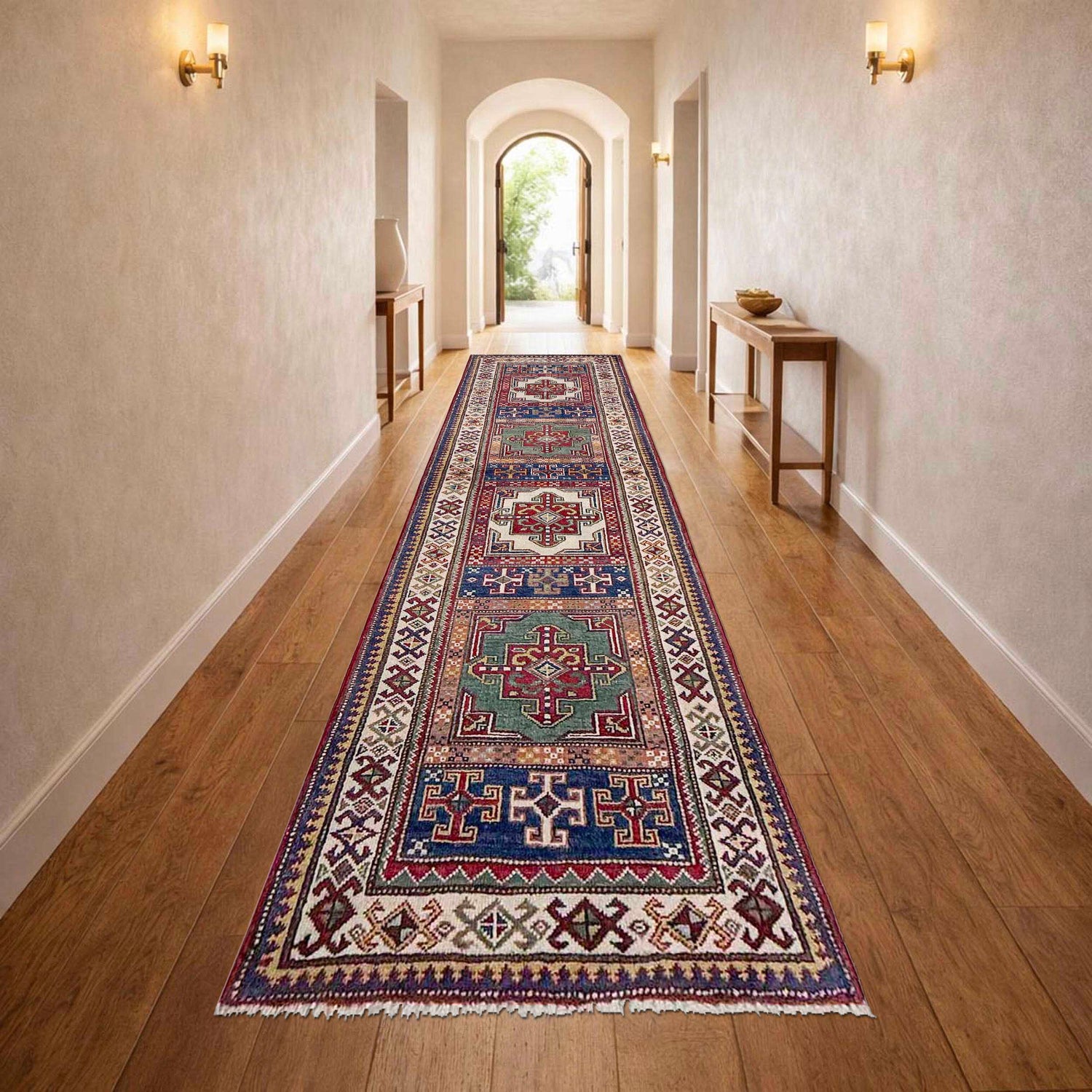 Multi Color Kazak Runner Rug 2' 5" x 10' 2" ft / 77 x 295 cm - No. G37561