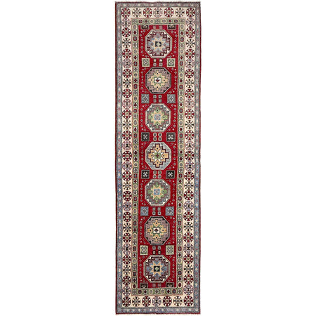 Hand Knotted Kazak Oriental Runner Rug 2' 8" x 9' 10" ft / 81 x 300 cm - No. G37562