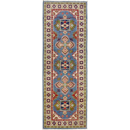 Hand Knotted Kazak Oriental Runner Rug 2' 0" x 6' 0" ft / 62 x 183 cm - No. G37563