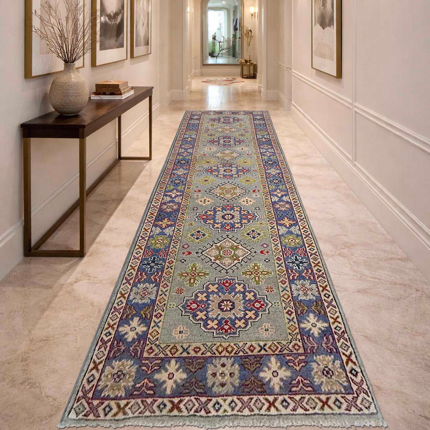 Hand knotted Kazak Runner Rugs 2' 7" x 9' 8" ft / 80 x 295 cm - No. G37564