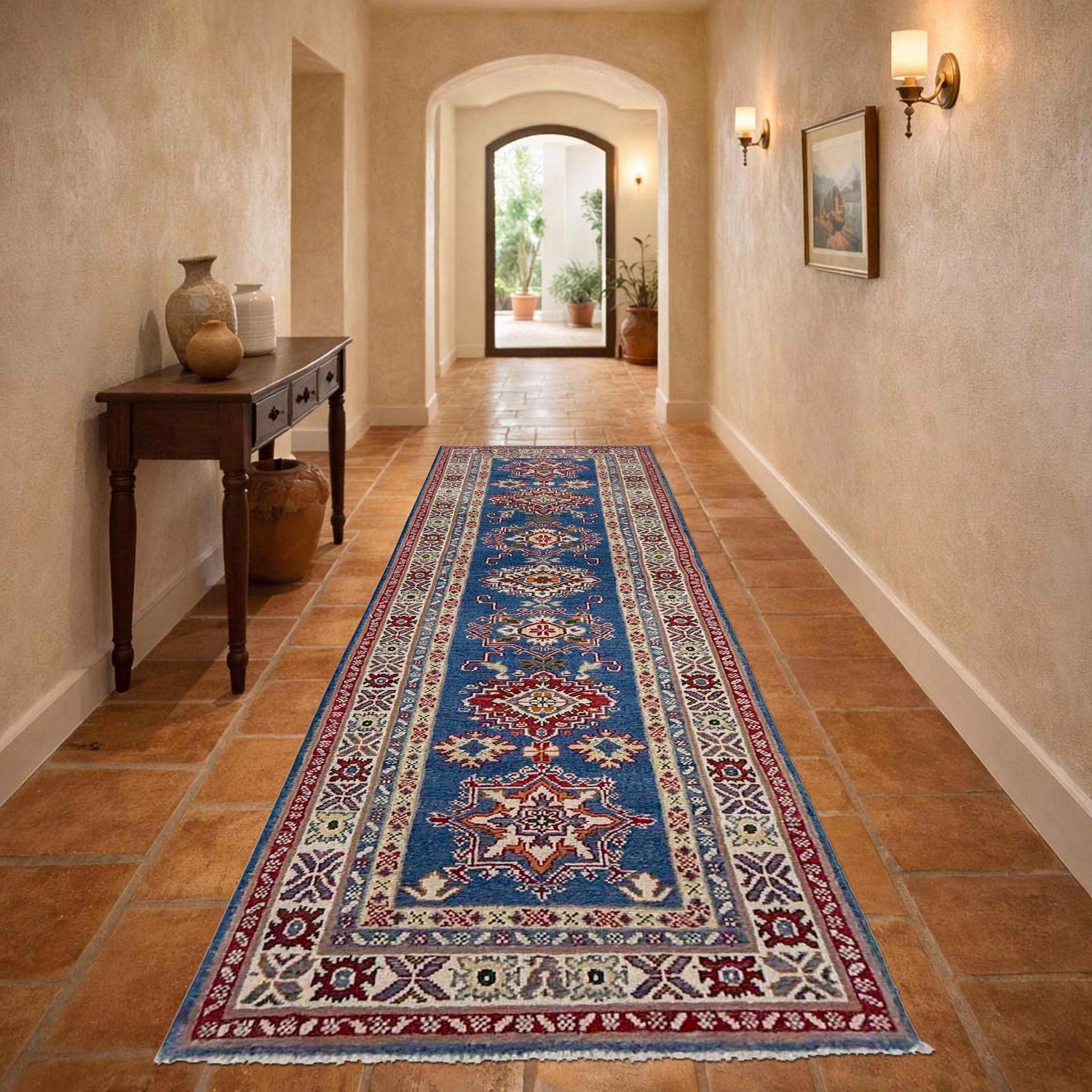 Hand knotted Kazak Runner Carpet 2' 7" x 9' 5" ft / 80 x 288 cm - No. G37566