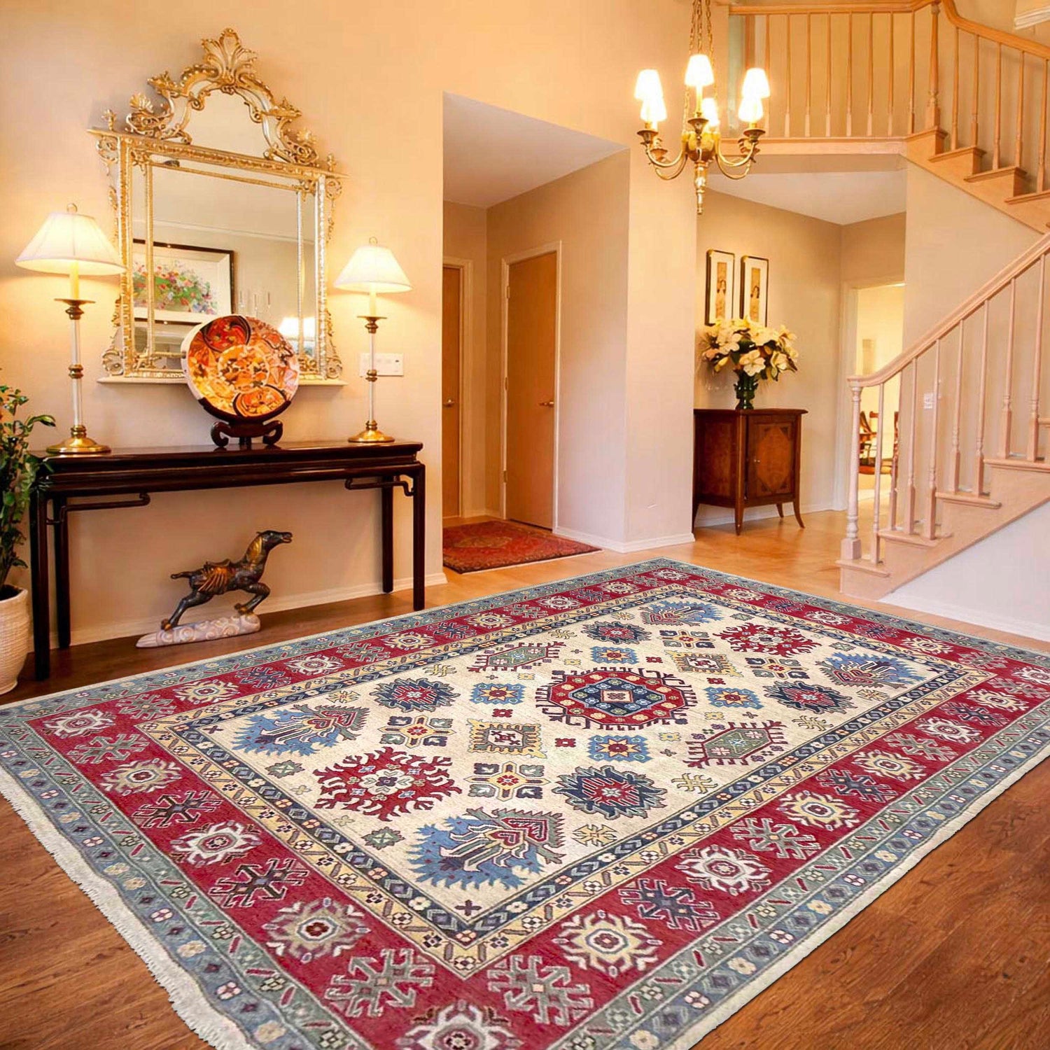 Beige Color Kazak Rug 6' 6" x 10' 0" ft / 197 x 305 cm - No. G37573