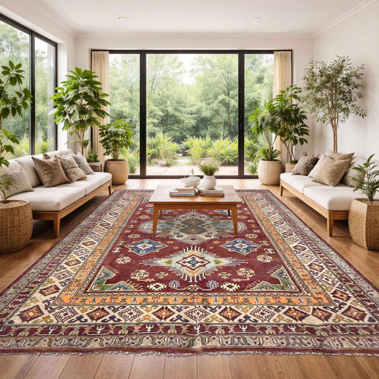 Handmade Kazak Area Rug 6' 7" x 9' 11" ft / 200 x 302 cm - No. G37578