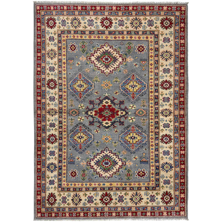 Handmade Kazak Area Rug 4' 0" x 6' 1" ft / 122 x 186 cm - No. G37579