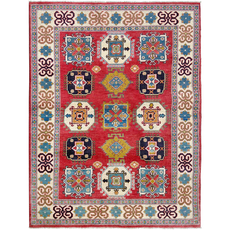 Hand knotted Kazak Carpet 5' 0" x 6' 6" ft / 152 x 199 cm - No. G37580