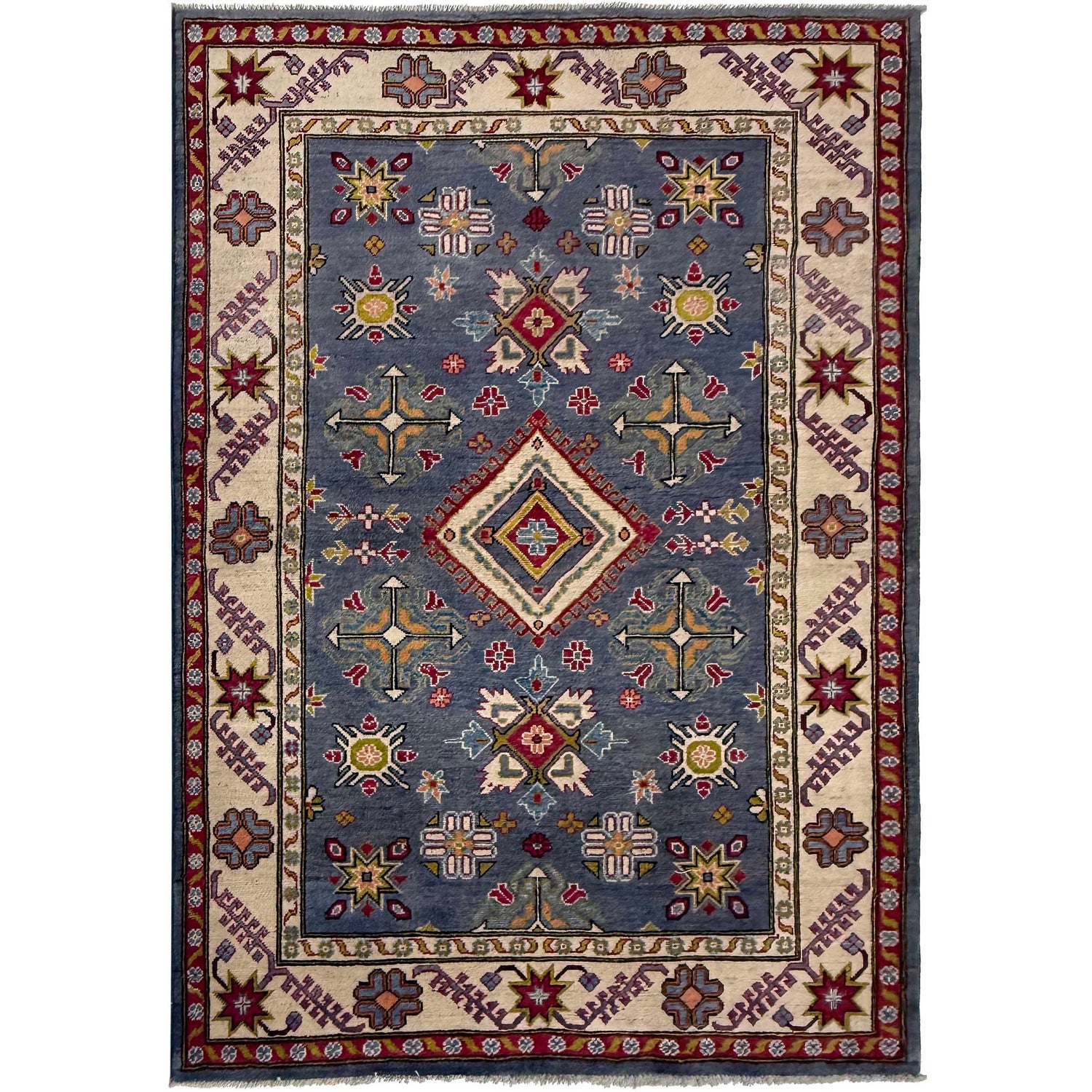 Hand Knotted Kazak Oriental Rug 4' 9" x 6' 11" ft / 146 x 210 cm - No. G37585