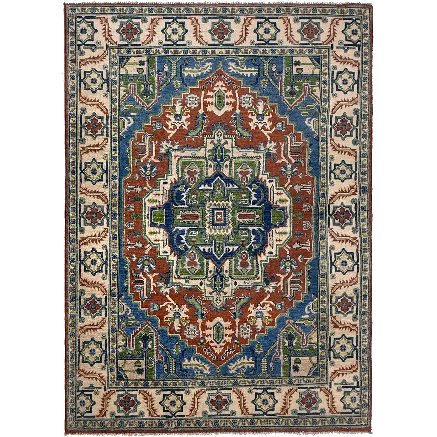 Handmade Persian Design Heriz Carpet 5' 1" x 7' 0" ft / 155 x 213 cm - No. G37586